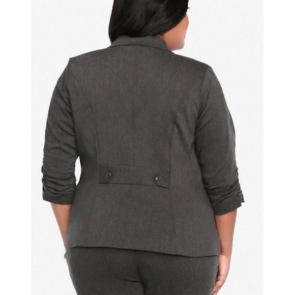 NWT TORRID Heather Grey Ruched Sleeve Blazer Size 2X - Picture 5 of 7